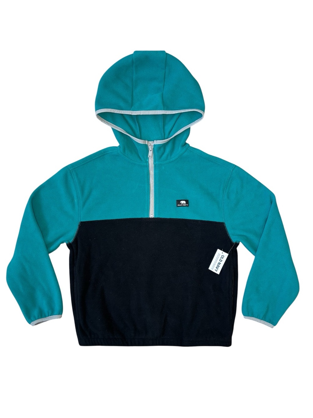 Old Navy Teal and Black Kids Fleece Half-Zip Hoodie